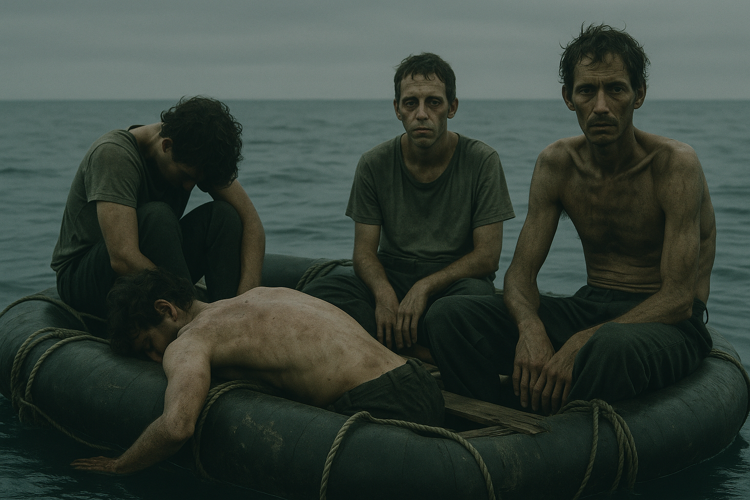 Day three — men collapsed on the raft